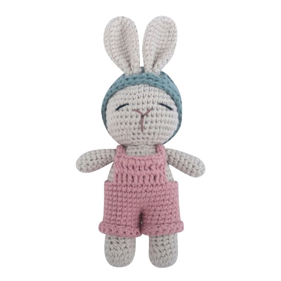 Lovely Rabbit Rattle Babies Soft Handmade Toy for Children Appease Sleeping Crochet Handheld Toy for Infants Gift