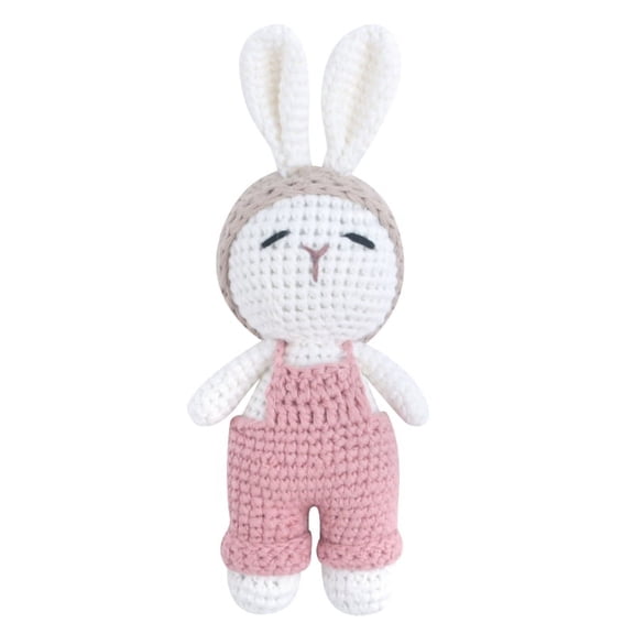 Lovely Rabbit Rattle Babies Soft Handmade Toy for Children Appease Sleeping Crochet Handheld Toy for Infants Gift