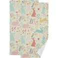 thumbnail image 1 of Lovely Rabbits Flowers Hand Towels, Spring Easter Kitchen Towel Ultra Soft and Absorbent,Decorative Fingertip Face Towel for Bathroom Hotel, 2 PCS, 28.3"x 14.4", 1 of 5