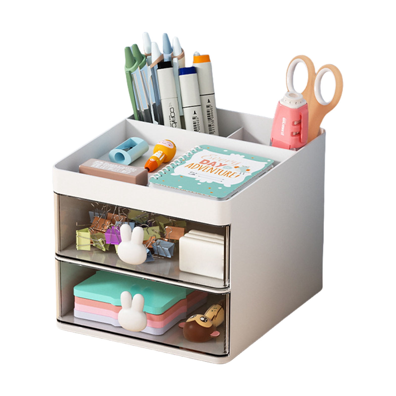Lovely Rabbits Handle Desk Organizers With Clear Drawers Neat ...