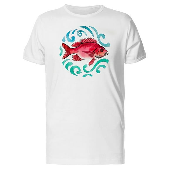 Lovely Red Watercolor Fish T-Shirt Men -Image by Shutterstock, Male Medium
