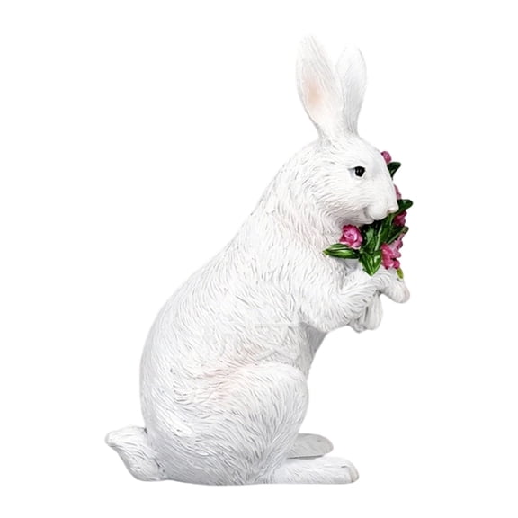 Lovely Resin Rabbits Statue Spring Rabbits Figurine Indoor Easter Decorations Decorative Ornament for Table Centerpieces