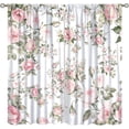 thumbnail image 1 of Lovely Rose Decorative Curtains, Pink Vintage Roses White Background Delicate Pattern, Dual Purpose for Living Room, Bedroom and Dining Room, 42 X 45 Inches.42X84x2 Inch, 1 of 6