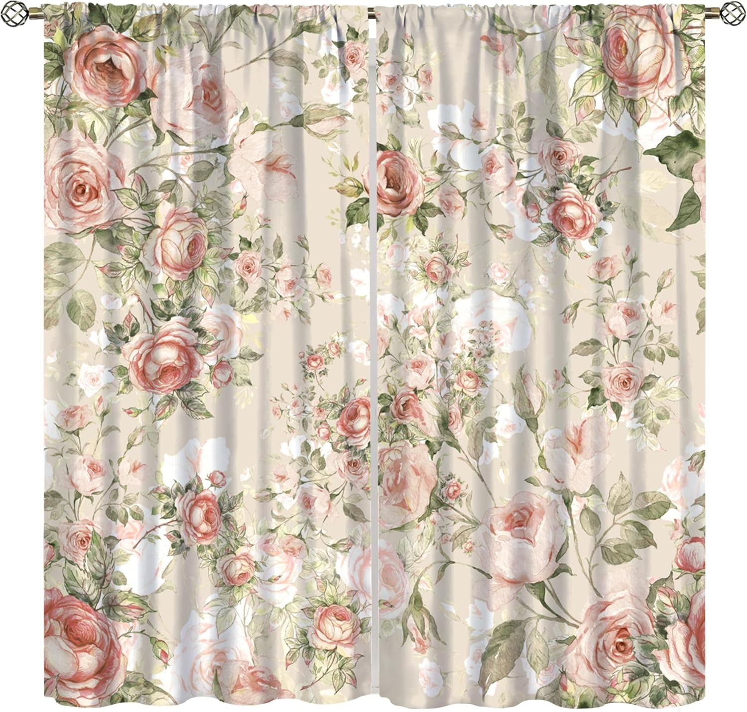 その他 lovely rose Lovely Rose Decorative Curtains, Red and White Vintage Rose
