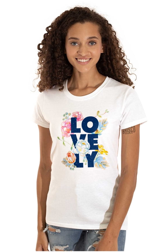 Lovely Roses Floral Cute Romantic Womens Fitted Plus Size Graphic Tee Brisco Brands 2X
