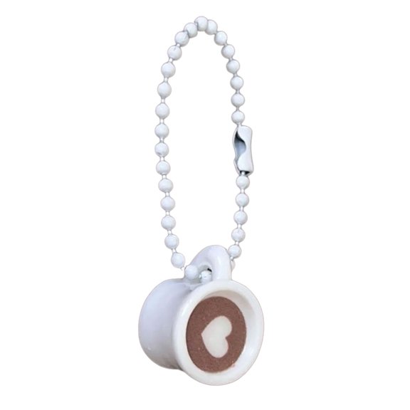 Lovely Rosin Coffee Cup Keychain With Heart Coffee Creation For Spouses And Present Offering