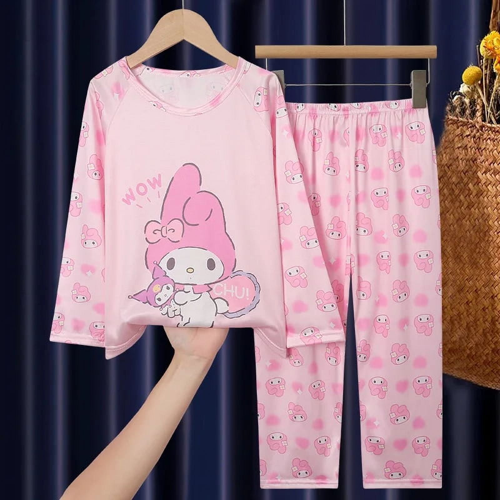 Lovely Sanrio Children Pajamas Set Anime Hello Kitty Cinnamoroll Thin ...