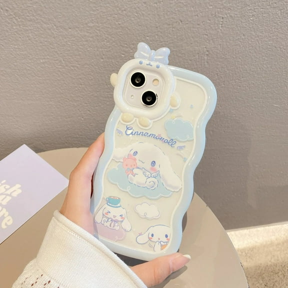 Lovely Sanrio Cinnamoroll With Bracelet Bracket Phone Case For iPhone 15 14 13 12 11 Pro Max XR MAX Plus Soft Silicone Cover
