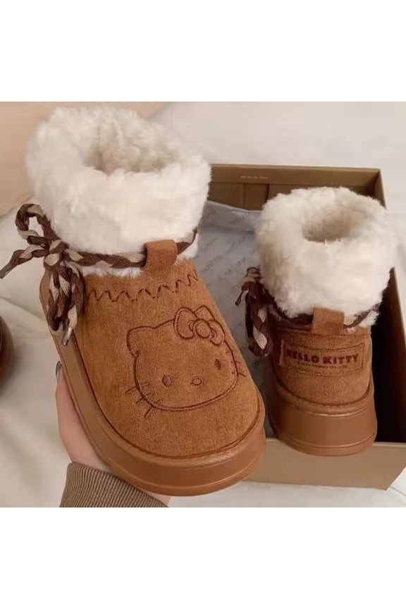 Lovely Sanrio Hello Kitty Snow Boots Anime Women Cute Warm Winter Holiday Birthday Gift