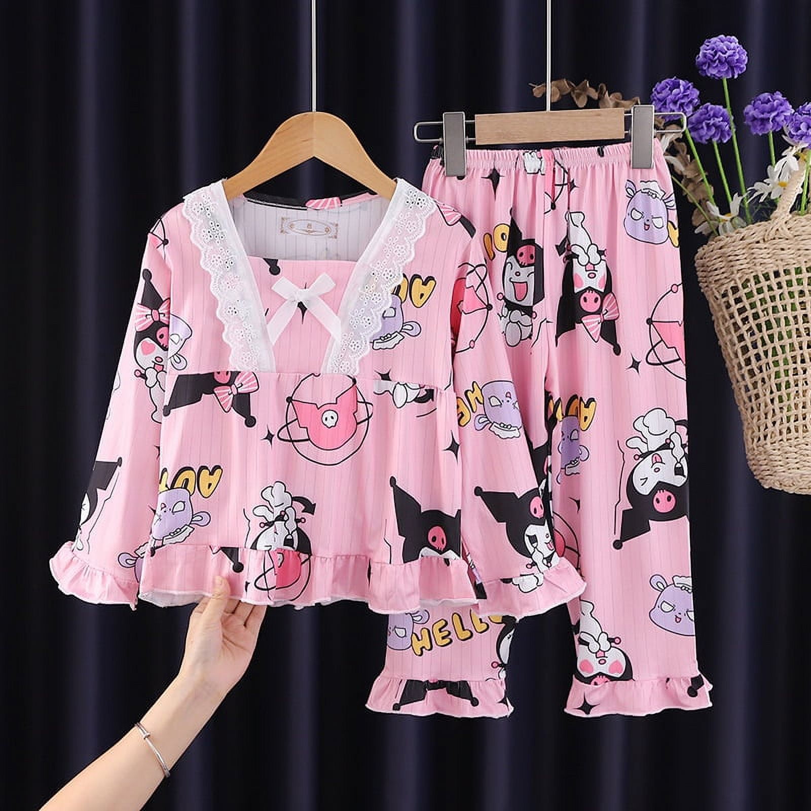 Lovely Sanrio Print Pajamas Cartoon Hello Kitty My Melody Kuromi