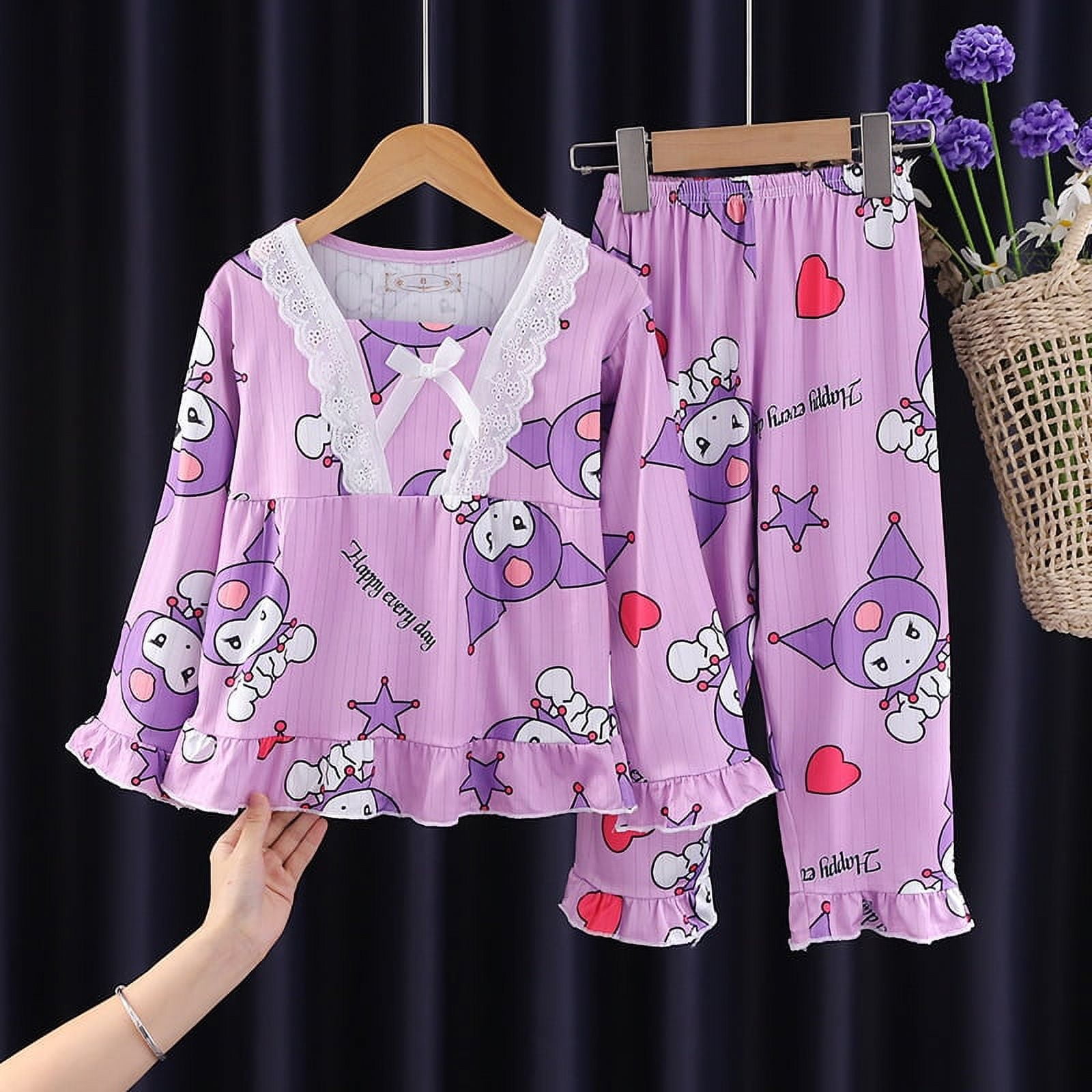 Lovely Sanrio Print Pajamas Cartoon Hello Kitty My Melody Kuromi
