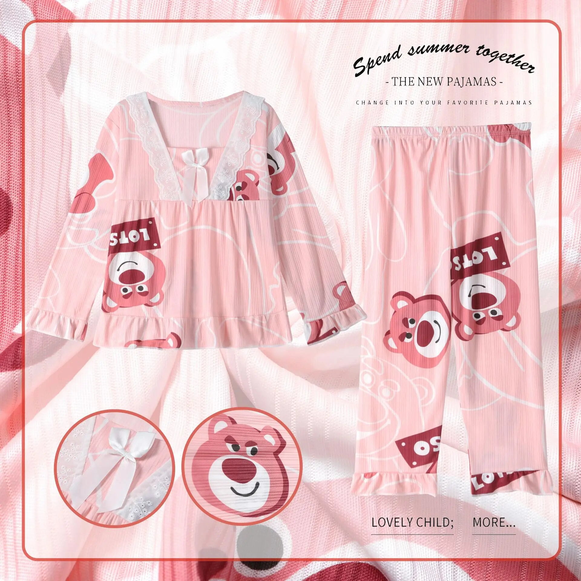 Lovely Sanrio Print Pajamas Cartoon Hello Kitty My Melody Kuromi