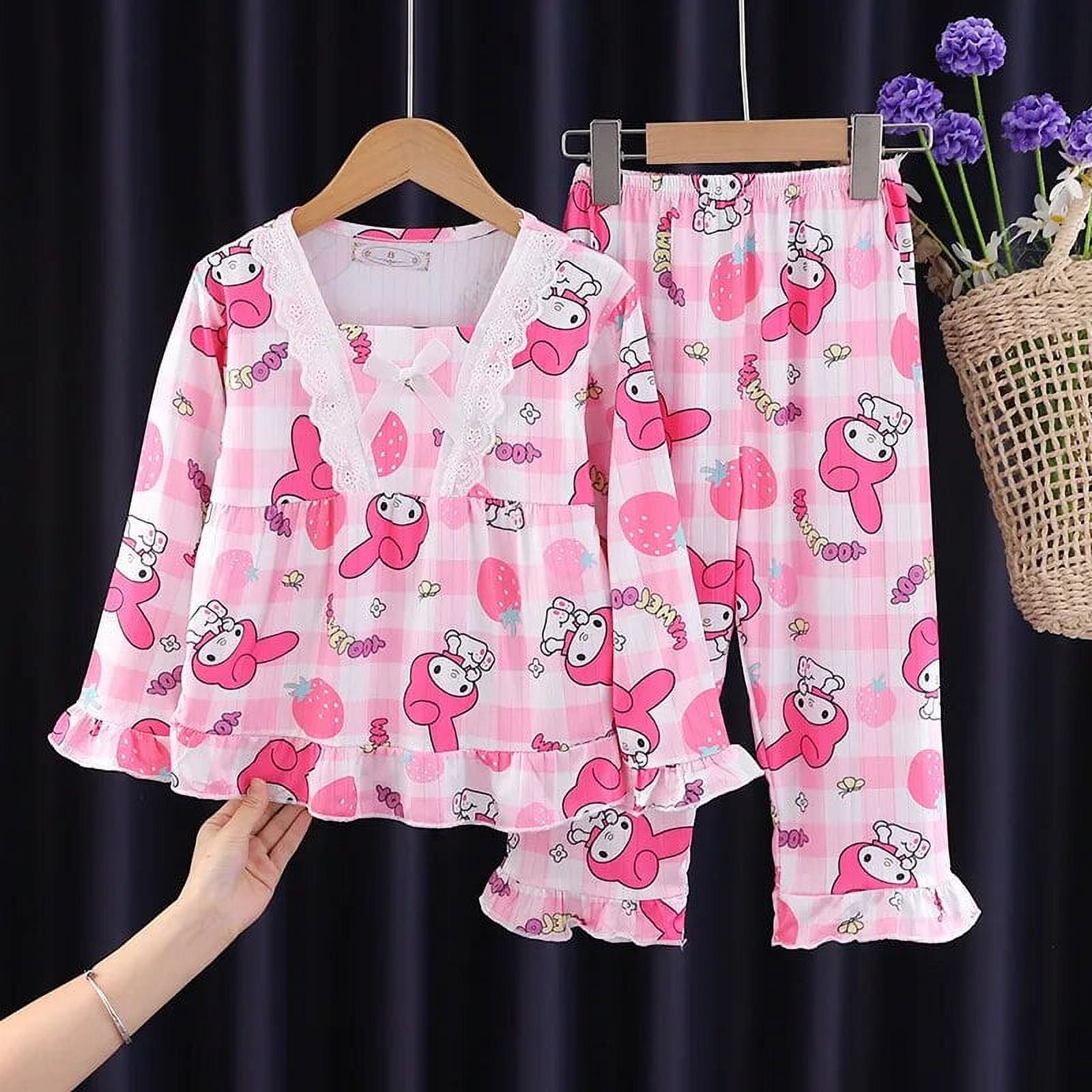 Lovely Sanrio Print Pajamas Cartoon Hello Kitty My Melody Kuromi