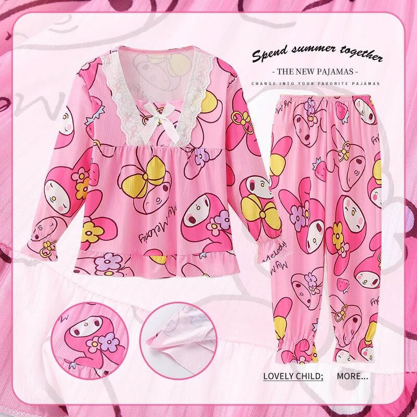 Lovely Sanrio Print Pajamas Cartoon Hello Kitty My Melody Kuromi