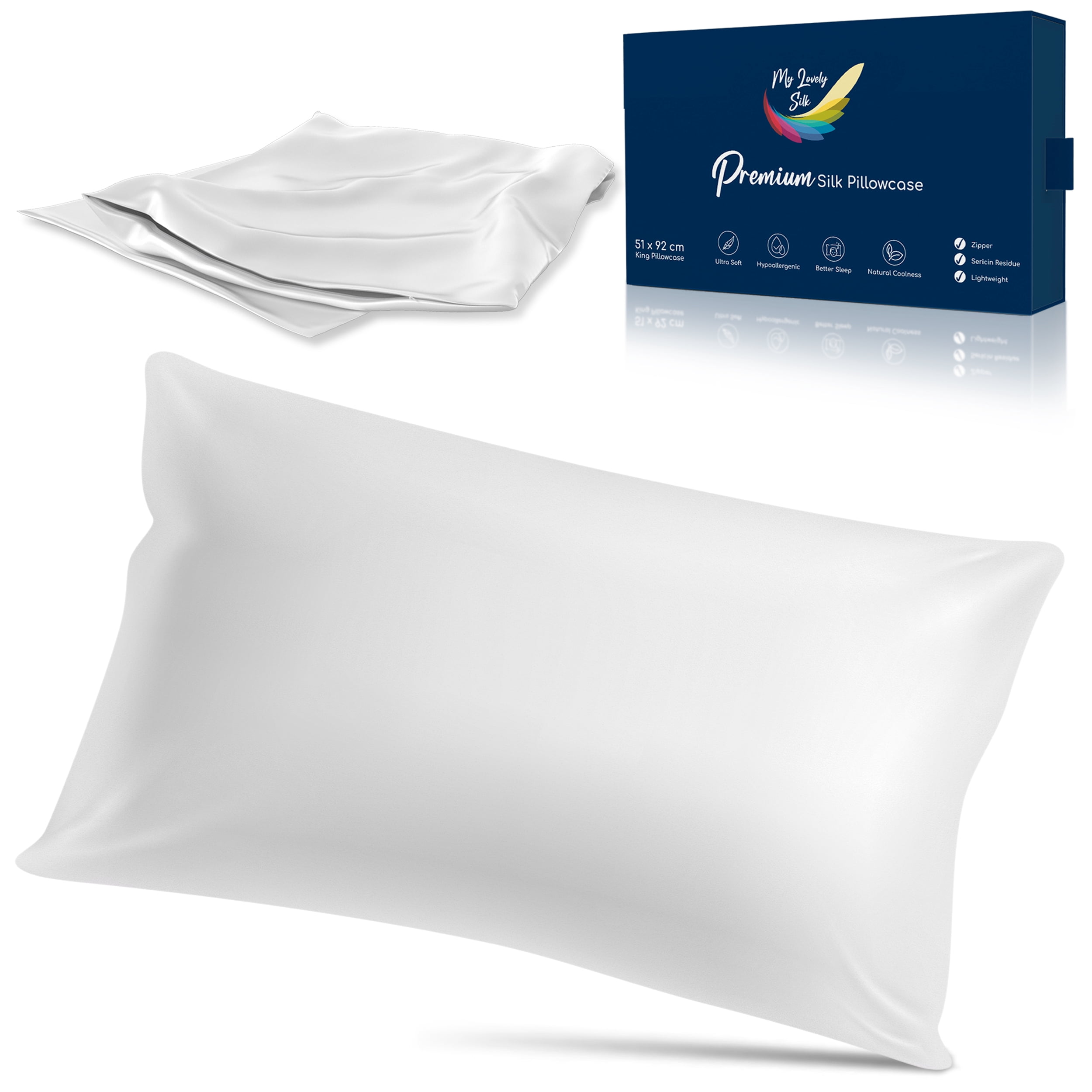 My Lovely Silk Pure 6A Silk Pillowcase - 51 x 92 cm, Natural Silk Pillow Case For Hair and Skin, Hypoallergenic and Breathable Silk Pillow Cases For Women, Double Sided 22 Momme Silk, Durable.