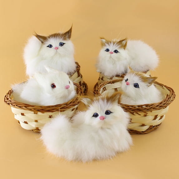 Lovely Simulation Animal Doll Plush Mini Basket Cat Rabbit Dog Kids Xmas Toy