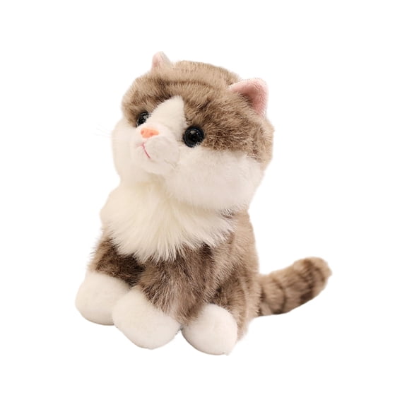 Lovely Simulation Cats Plush Toy with Sitting Pose for Room Decoration Cuddle Companion Friend for Comfort