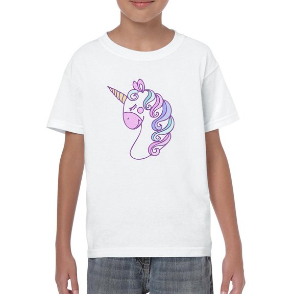 Lovely Sleepy Unicorn Face T-Shirt Juniors -Image by Shutterstock,  Medium