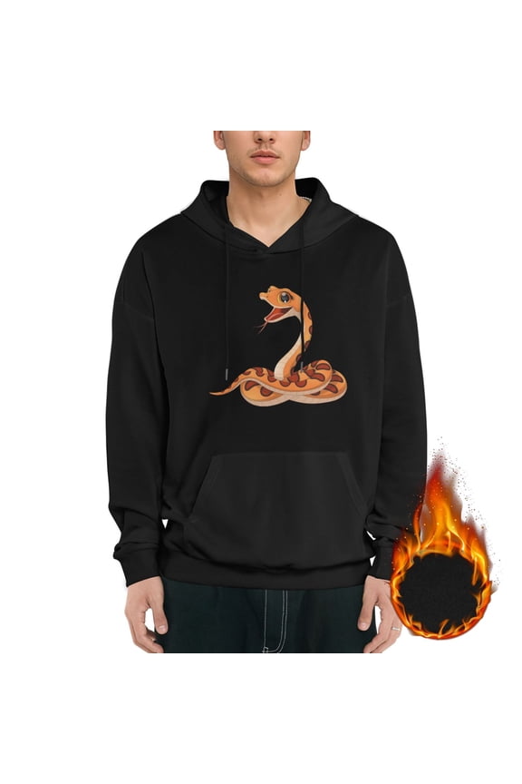 Lovely Snake Graphic Hoodies for Men Letter Print Long Sleeve Casual Streetwear Pullover Sweatshirt with Pocket mens Ecosmart Hoodie,Black XXL