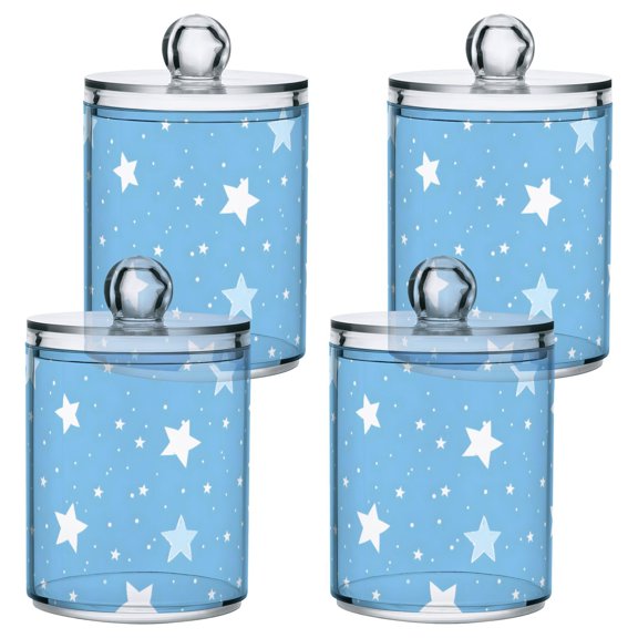 Lovely Star Pattern Plastic Storage Jar 4 Pack Clear Translucent Canisters Dustproof Lid