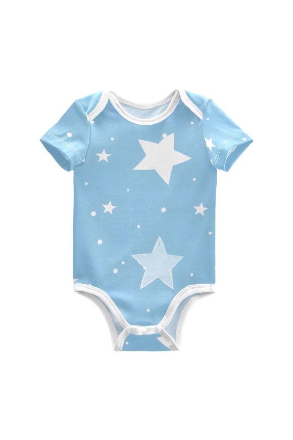 Lovely Star Pattern Pure Cotton Bodysuit Short Sleeve Pajamas One-Piece Romper Unisex 9M