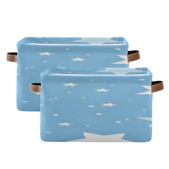Lovely Star Pattern Square Storage Bins with Handles Collapsible Containing Box 2 Packs