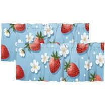 Lovely Strawberry Kitchen Valance Curtain Rod Pocket Pink Fruit Flowers Floral Privacy Window Valances for Living Room Kitchen 54 by 18 in, 2 Panel