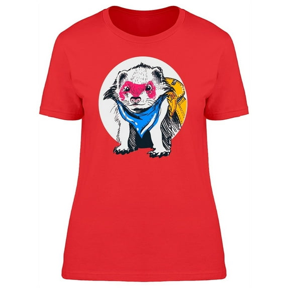 Lovely Superhero Ferret Sketch T-Shirt Women -Image by Shutterstock, Female Large