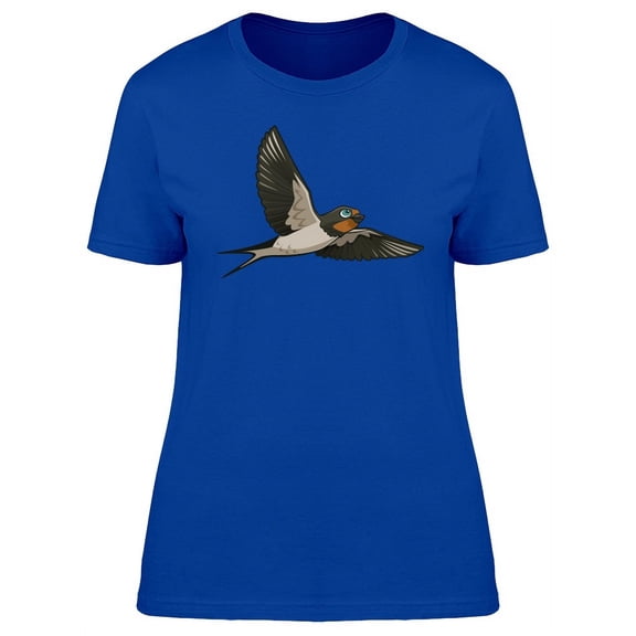 Lovely Swallow Cartoon Flying T-Shirt Women -Image by Shutterstock, Female Large