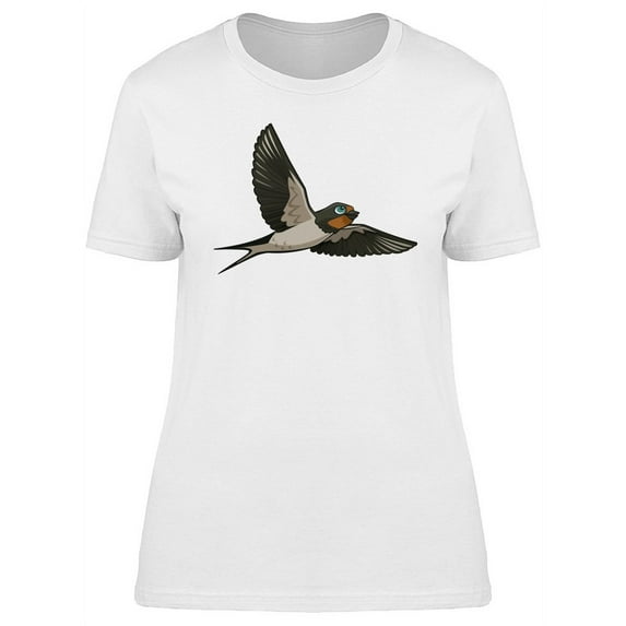 Lovely Swallow Cartoon Flying T-Shirt Women -Image by Shutterstock, Female Medium