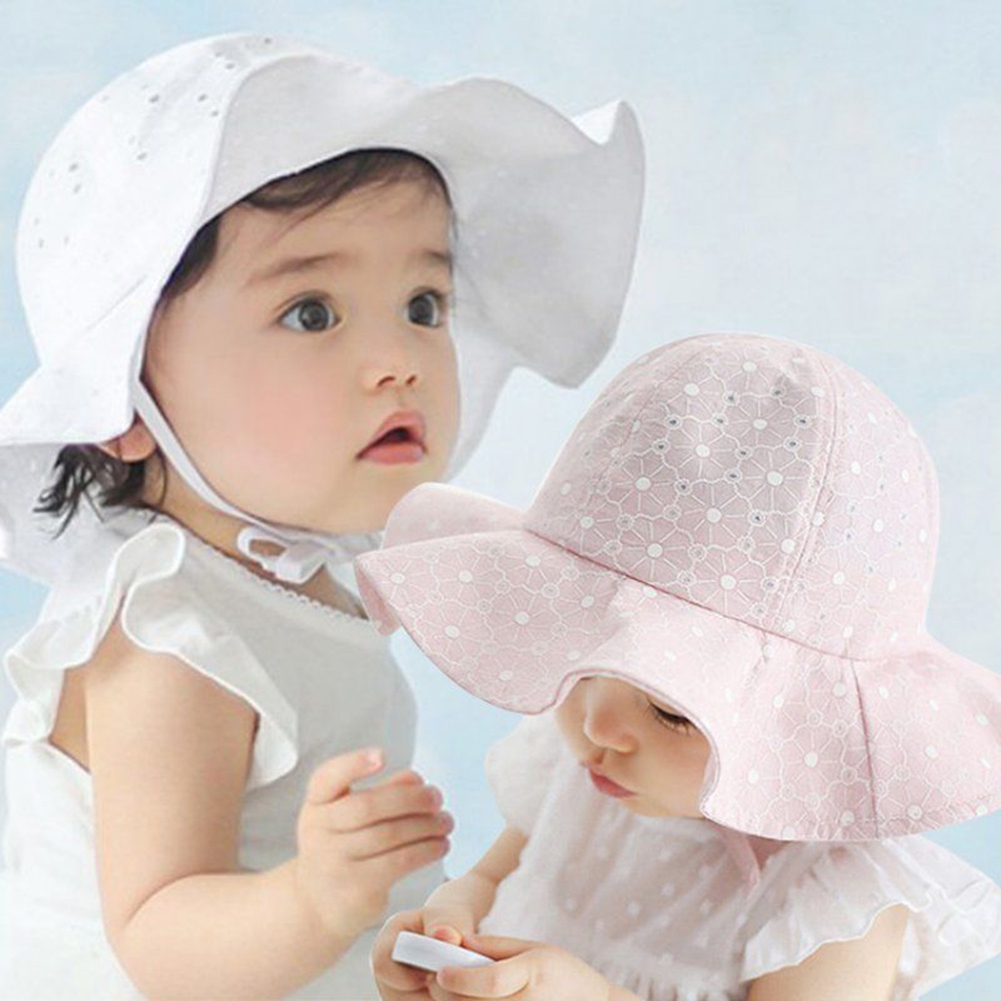 Lovely Toddler Infant Baby Girl Summer Wide Brim Sun Protection Beach Cotton Hat - image 1 of 7