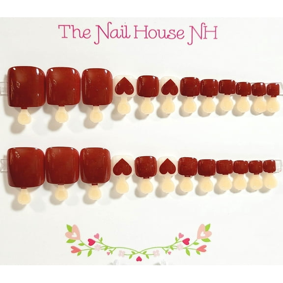 Lovely Toes Glossy Press On Toenails - 24 Pieces - Artificial Nail Kit