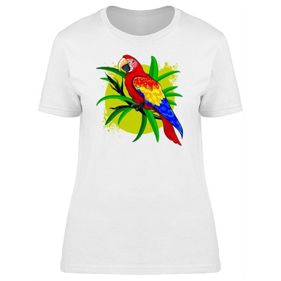 Lovely Tropical Ara Macaw Doodle T-Shirt Women -Image by Shutterstock, Female x-Large