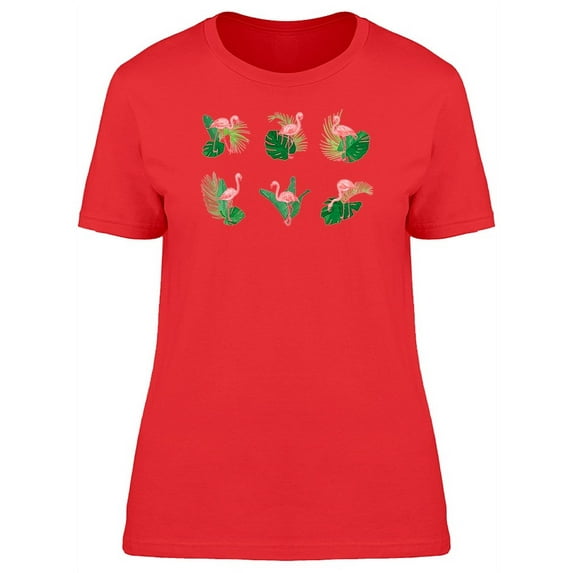 Lovely Tropical Flamingos T-Shirt Women -Image by Shutterstock, Female XX-Large
