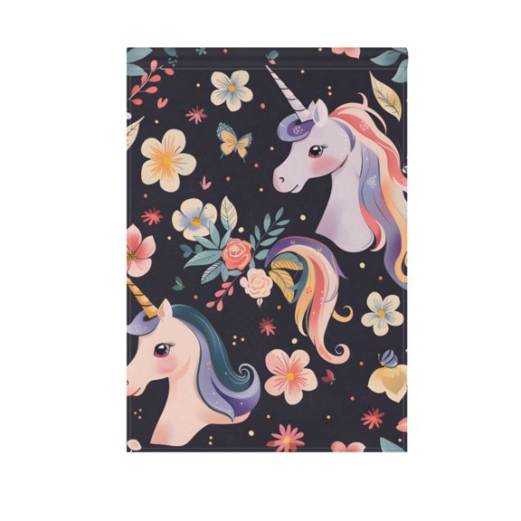 Lovely Unicorn Head and Flowers Garden Flag 12X18 Double Sided Yard Flags for Outside Outdoor All Seasonal Decoration