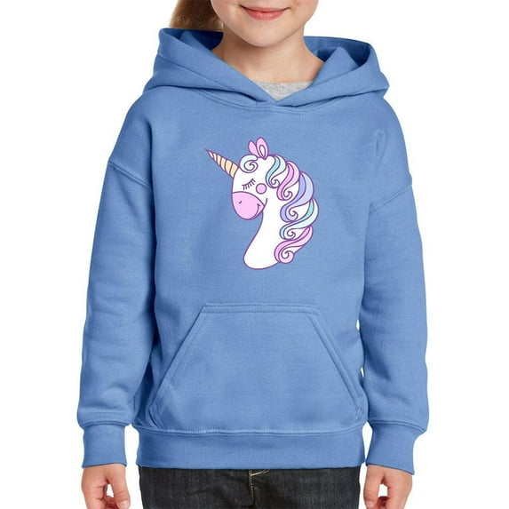 Lovely Unicorn Portrait Peaceful Hoodie Juniors -Image by Shutterstock, Large
