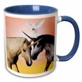 thumbnail image 1 of 3drose, Lovely Unicorns in Love, with a Dove, 15oz Two-tone Blue Mug, 1 of 6