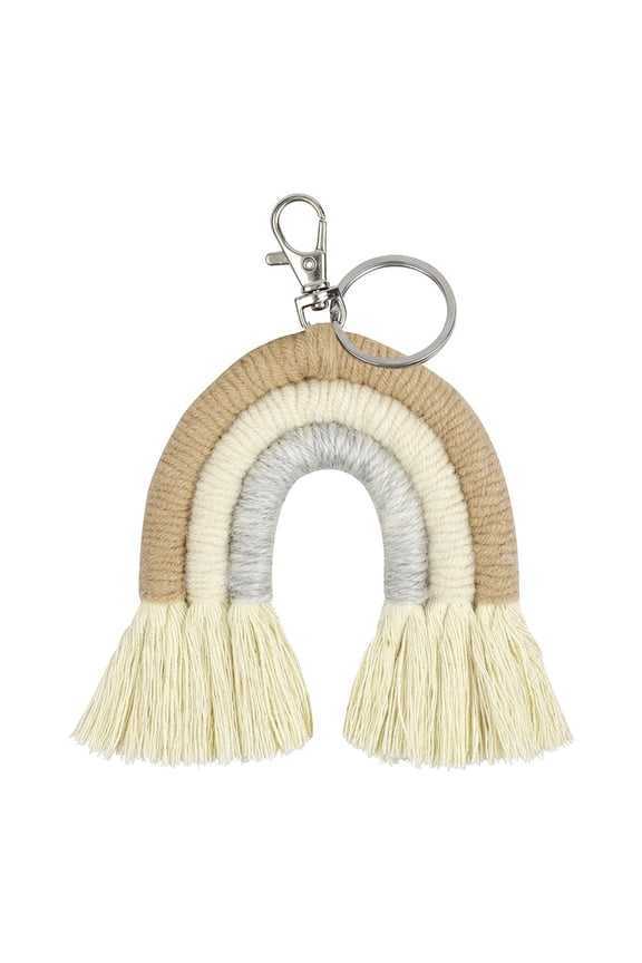 Lovely Weaving Rainbow Pendant Keyring Key Chain Women Tassels Keyrings Bag Charm Suitable for Daily Decorating