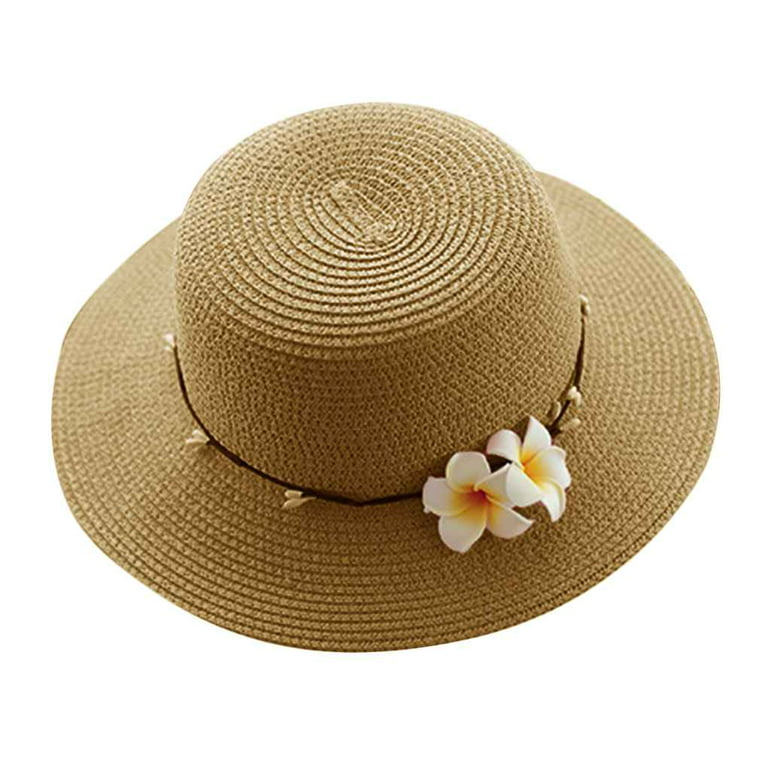Lovely Women Straw Panama Cap Girl Flower Dress Sun Hat Lady Summer Travel  Beach Camping Wide Brim Fisher Hat