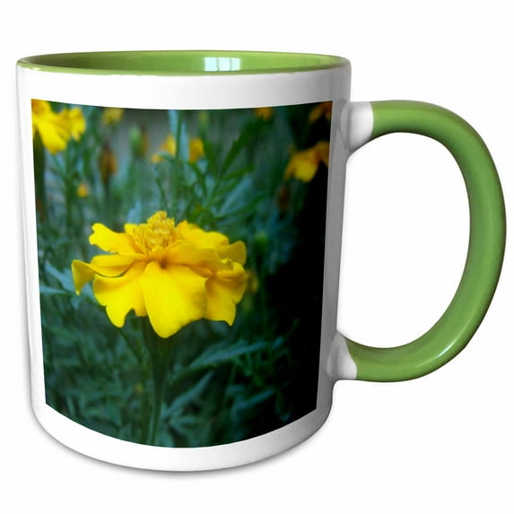 Lovely Yellow Flower 15oz Two-Tone Green Mug mug-160315-12