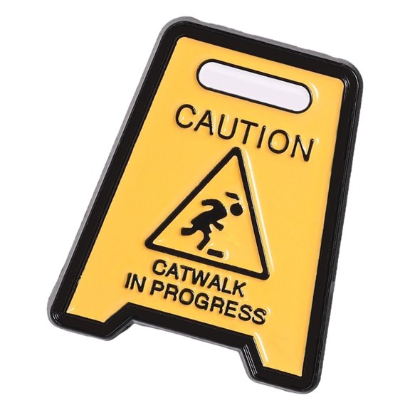 Lovely Yellow Warning Sign Shape Brooch Pin Alloy Funny Caution Sign For Coat Bag Hat Campus