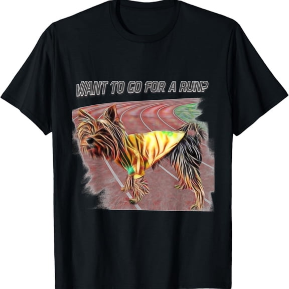 Lovely Yorkie Yorkshire Terrier dog going for a run T-Shirt