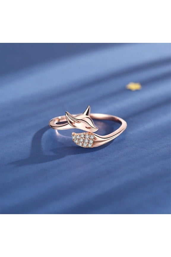 Rose Gold Fox Ring for Women Animal Ring Alloy Electroplated Ring Fashion Jewelry European Style Ring Cute Fox Jewelry