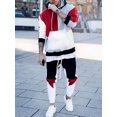 thumbnail image 1 of LovelyWholesale Long Sleeve Hooded Collar Kangaroo Pocket Patchwork Men's Tracksuit Set, 1 of 3
