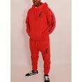 thumbnail image 1 of LovelyWholesale Long Sleeve Hooded Collar Letter Print Kangaroo Pocket Men's Sweatsuit Set, 1 of 2