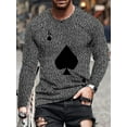 thumbnail image 1 of LovelyWholesale Long Sleeve Round Neck Round Neck Poker Print Men's T-shirt, 1 of 2