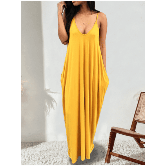 LovelyWholesale Women's Cami A Line Loose Dress