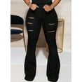 thumbnail image 1 of Lovelywholesale Plus Size Ripped Flared Black Pants, 1 of 4
