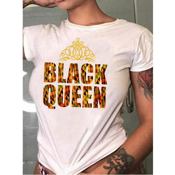 Lovelywholesale Polyester Queen Print Letter Regular T-shirt