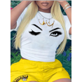 thumbnail image 1 of Lovelywholesale Women's Plus Size Crown Eye Print T-shirt, 1 of 4